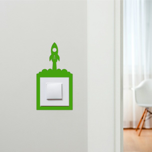 Light Switch Surround Space Rocket Launch Kids Room Decor Switch Cover Frame