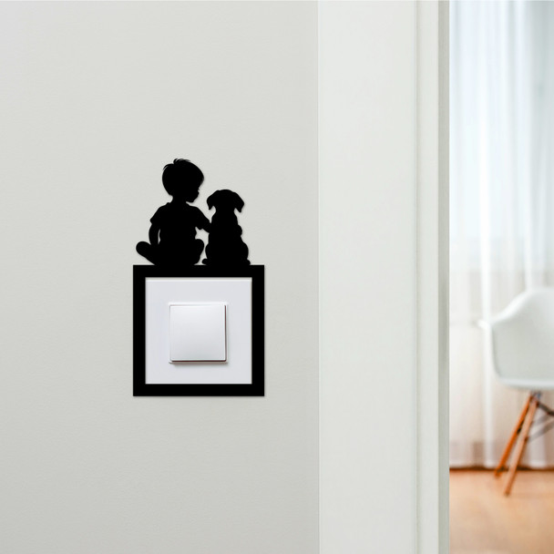 Light Switch Surround Boy And Dog Decorative Switch Plate Cover Frame
