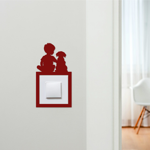 Light Switch Surround Boy And Dog Decorative Switch Plate Cover Frame