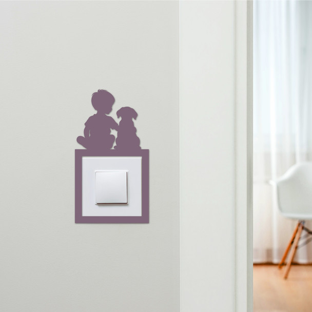 Light Switch Surround Boy And Dog Decorative Switch Plate Cover Frame
