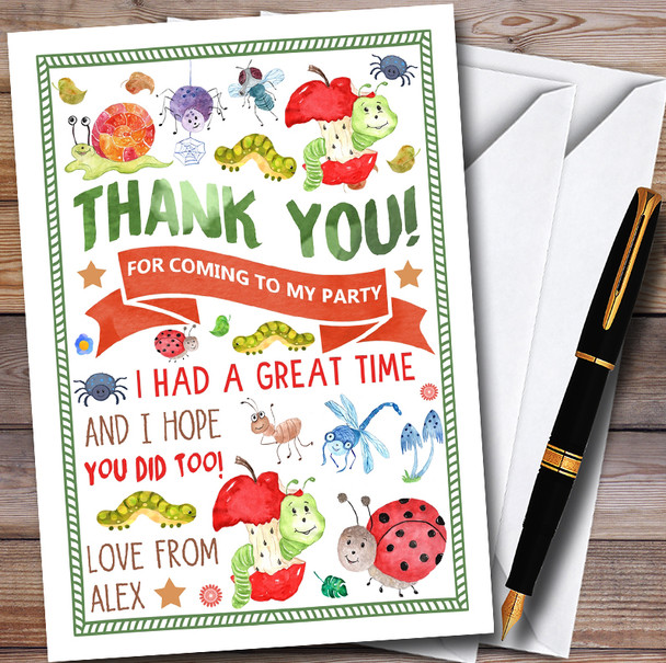 Bugs Critters & Insects Personalised Party Thank You Cards