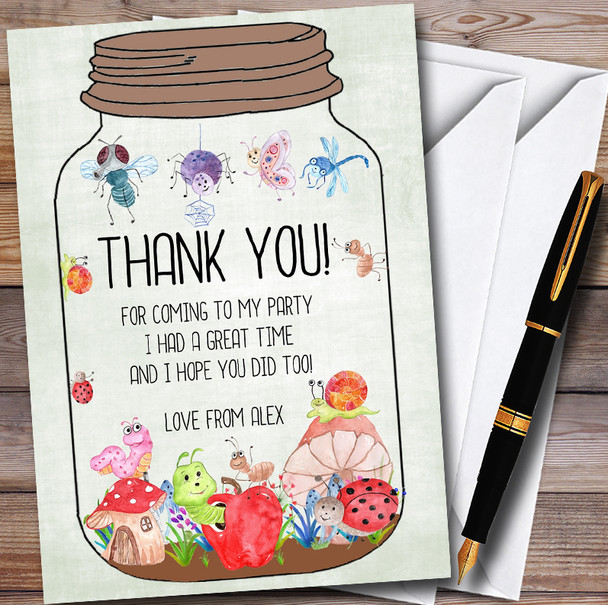 Bugs In a Jar Personalised Party Thank You Cards