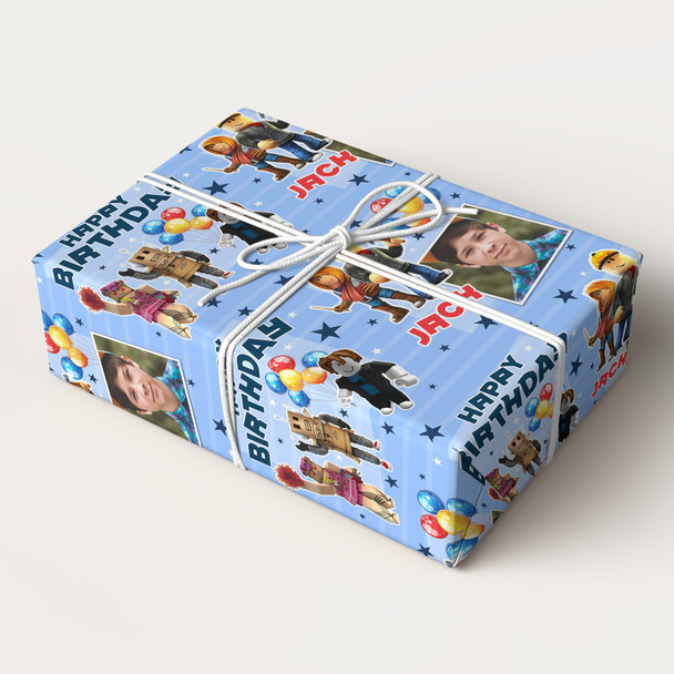 Personalised Wrapping Paper Kids Birthday Roblox Photo Boys Custom Gift Wrap