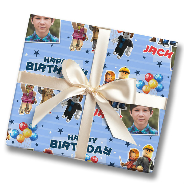Personalised Wrapping Paper Kids Birthday Roblox Photo Boys Custom Gift Wrap