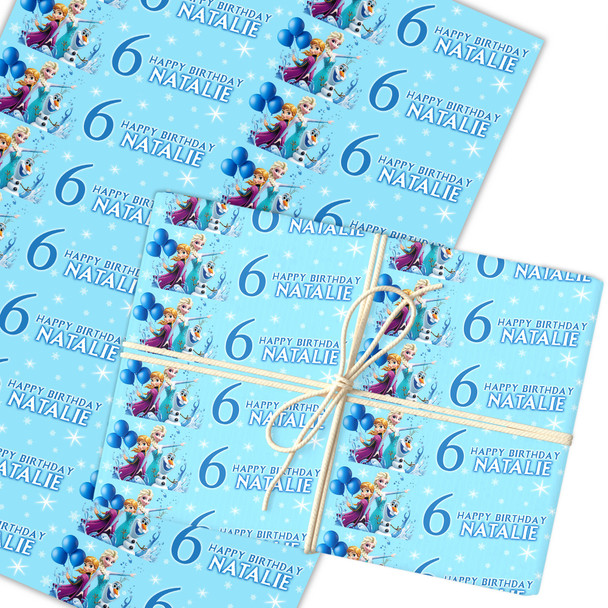 Personalised Wrapping Paper Kids Birthday Dark Blue Frozen Custom Gift Wrap