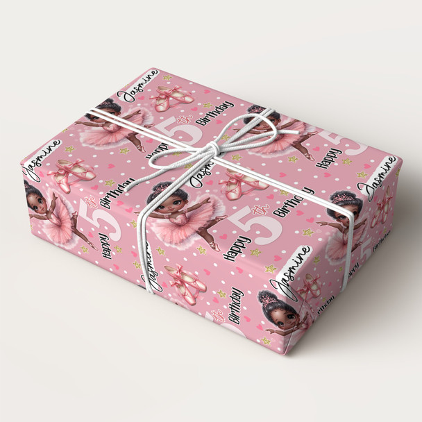Personalised Wrapping Paper Kids Birthday Dark Ballet Girls Custom Gift Wrap