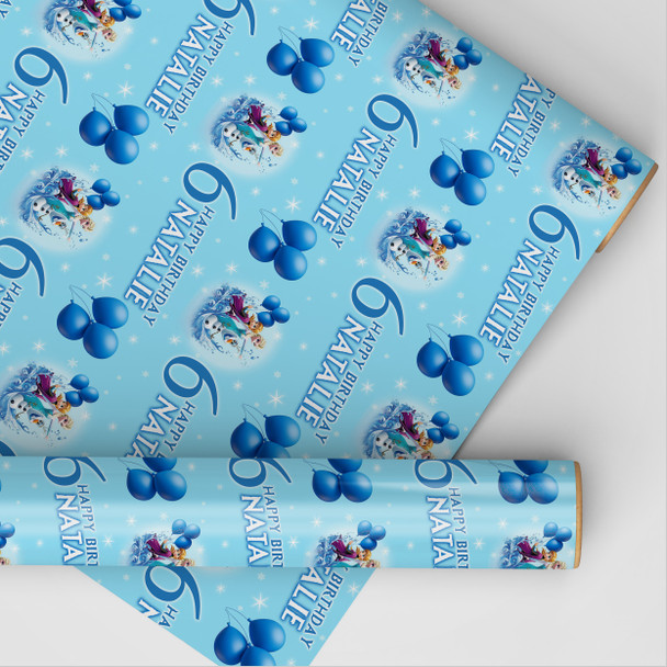 Personalised Wrapping Paper Kids Birthday Frozen Blue Custom Gift Wrap Personalised Wrapping Paper Kids Birthday Frozen Blue Custom Gift Wrap