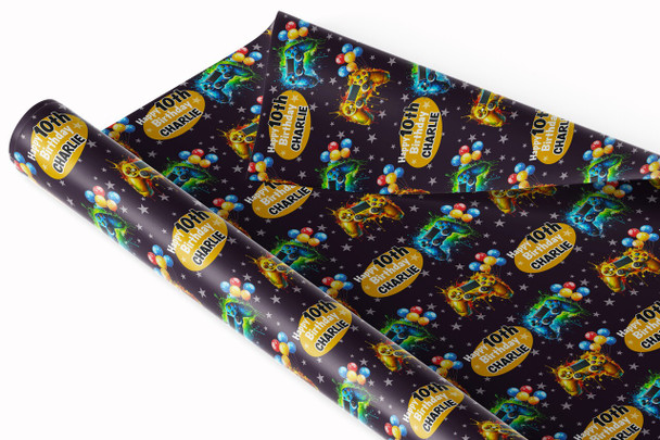 Personalised Wrapping Paper Kids Birthday Gaming Controller Custom Gift Wrap