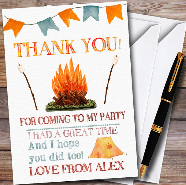 Campfire Camping Personalised Party Thank You Cards