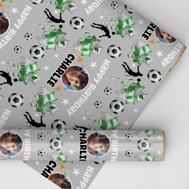 Personalised Wrapping Paper Kids Birthday Football Photo Boys Custom Gift Wrap