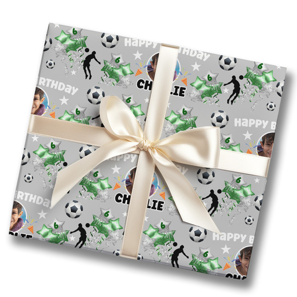 Personalised Wrapping Paper Kids Birthday Football Photo Boys Custom Gift Wrap