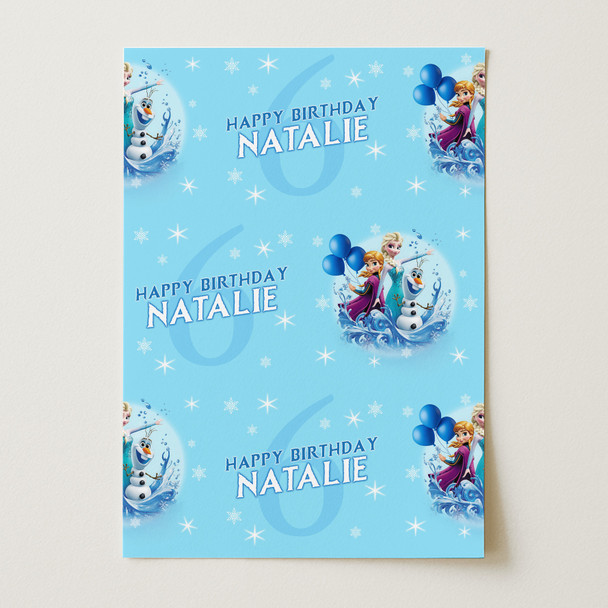 Personalised Wrapping Paper Kids Birthday Light Frozen Girls Custom Gift Wrap