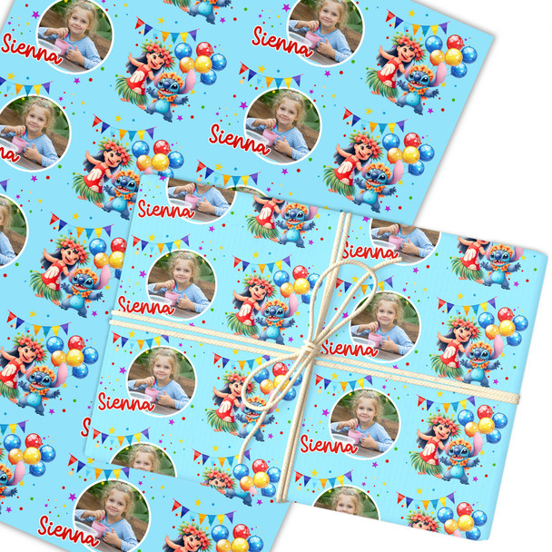 Personalised Wrapping Paper Kids Birthday Lilo & Stitch Custom Photo Gift-Wrap