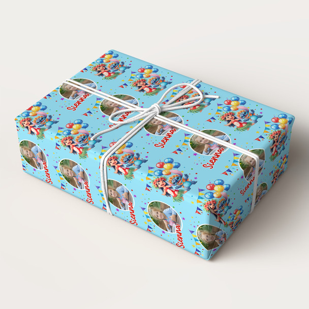 Personalised Wrapping Paper Kids Birthday Lilo & Stitch Custom Photo Gift-Wrap