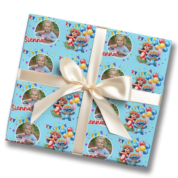 Personalised Wrapping Paper Kids Birthday Lilo & Stitch Custom Photo Gift-Wrap