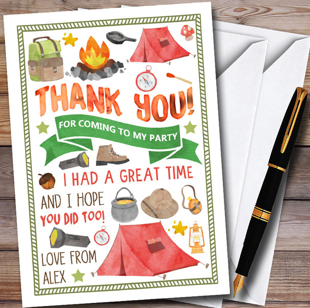 Camping Bonfire Personalised Party Thank You Cards