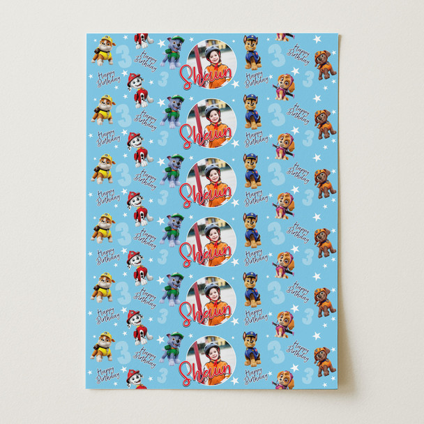 Personalised Wrapping Paper Kids Birthday Paw Patrol Photo Custom Gift Wrap