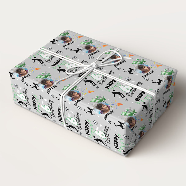 Personalised Wrapping Paper Kids Birthday Photo Football Boys Custom Gift Wrap