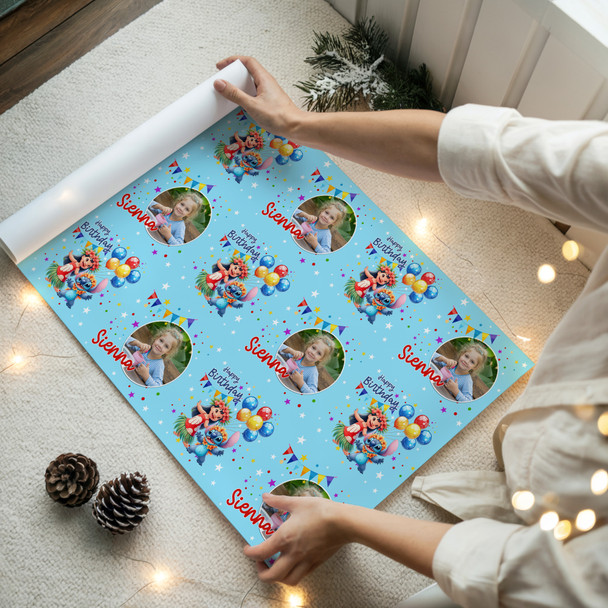 Personalised Wrapping Paper Kids Birthday Photo Lilo & Stitch Custom Gift-Wrap