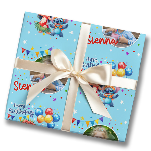 Personalised Wrapping Paper Kids Birthday Photo Lilo & Stitch Custom Gift-Wrap