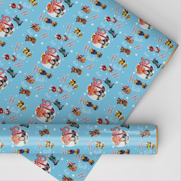 Personalised Wrapping Paper Kids Birthday Photo Paw Patrol Custom Gift Wrap