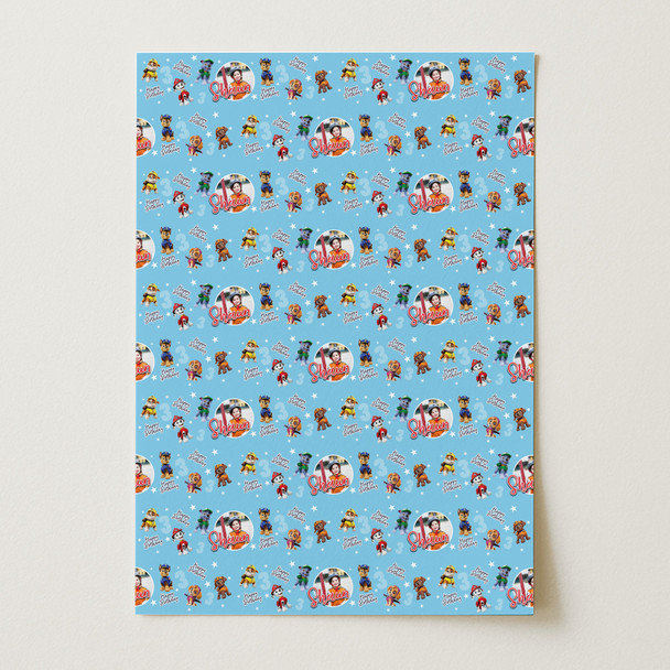 Personalised Wrapping Paper Kids Birthday Photo Paw Patrol Custom Gift Wrap