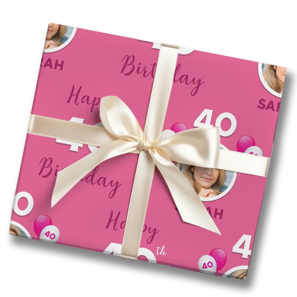 Personalised Wrapping Paper 40th Birthday For Her Pink Custom Gift Wrap Personalised Wrapping Paper 40th Birthday For Her Pink Custom Gift Wrap
