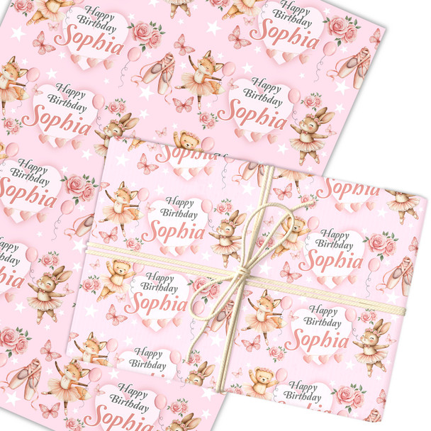 Personalised Wrapping Paper Kids Birthday Animals Ballet Girls Custom Gift Wrap