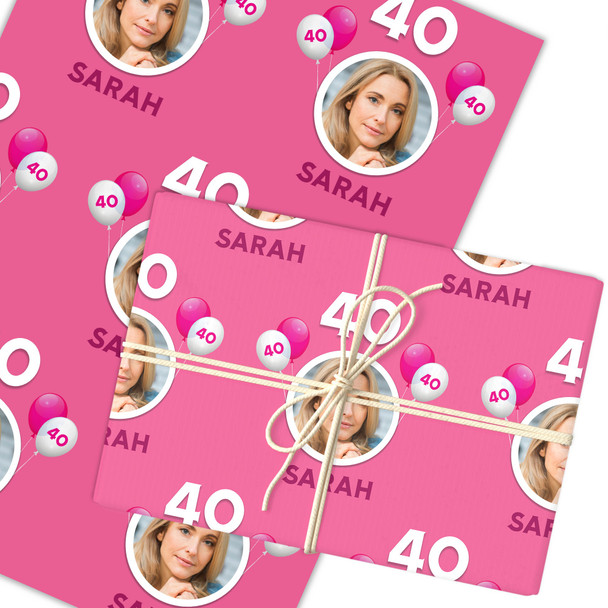 Personalised Wrapping Paper Kids Birthday Pink Photo For Her Custom Gift Wrap