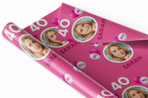 Personalised Wrapping Paper Kids Birthday Pink Photo For Her Custom Gift Wrap