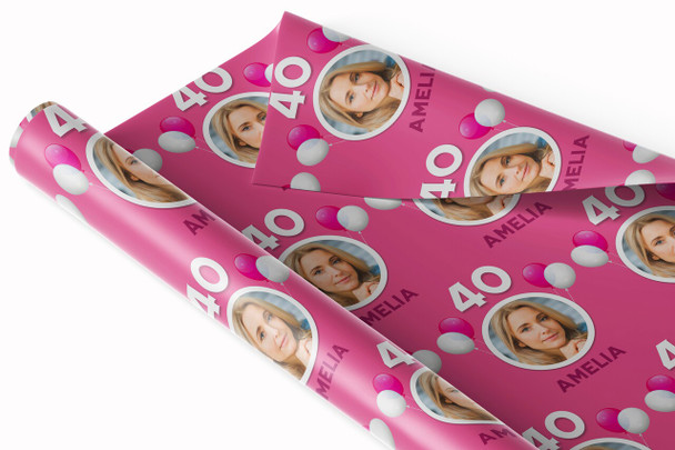 Personalised Wrapping Paper Kids Birthday Pink Photo Custom Gift Wrap