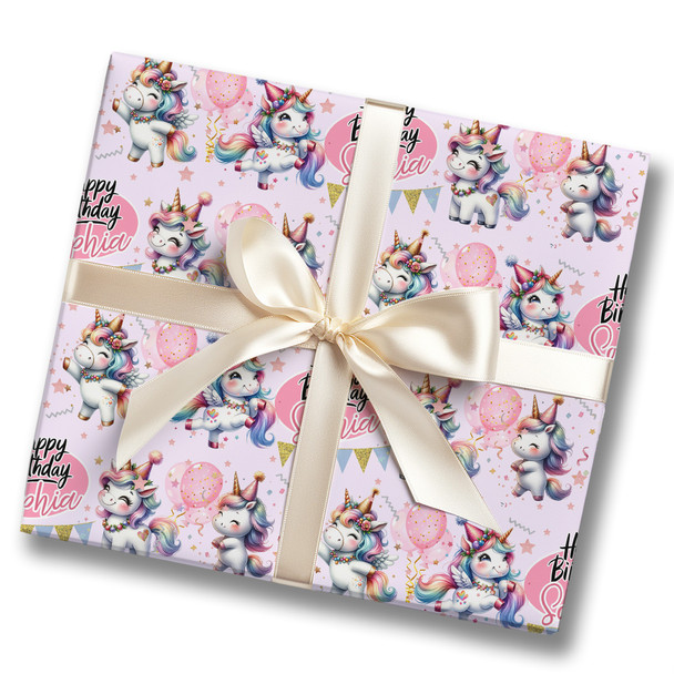 Personalised Wrapping Paper Kids Birthday Pink Unicorns Girls Custom Gift Wrap Personalised Wrapping Paper Kids Birthday Pink Unicorns Girls Custom Gift Wrap
