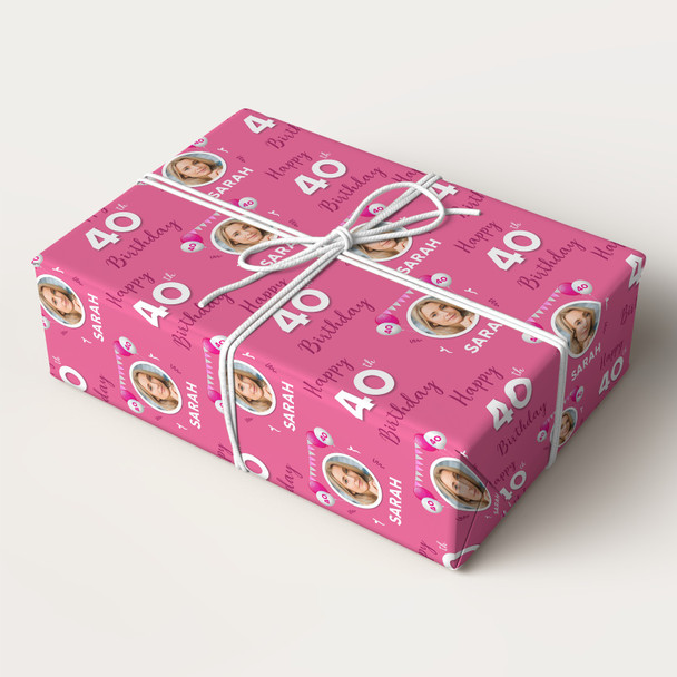 Personalised Wrapping Paper 40th Birthday Photo For Her Custom Gift Wrap