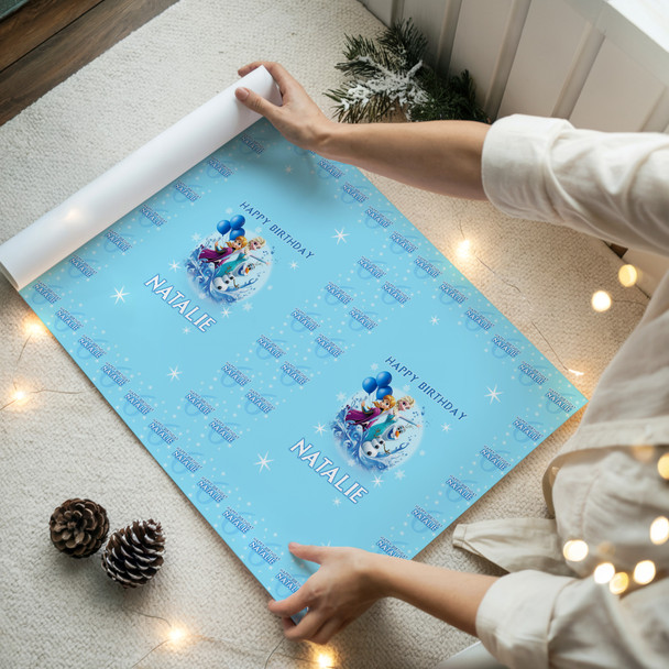 Personalised Wrapping Paper Kids Birthday Blue Frozen Girls Custom Gift Wrap Personalised Wrapping Paper Kids Birthday Blue Frozen Girls Custom Gift Wrap