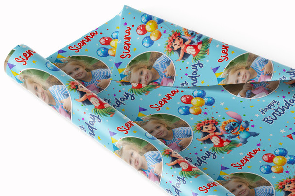 Personalised Wrapping Paper Lilo & Stitch Custom Photo Kids Birthday Gift-Wrap