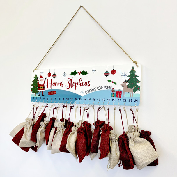 Personalised Christmas Advent Calendar Couples Ice Skating Xmas Countdown Sign