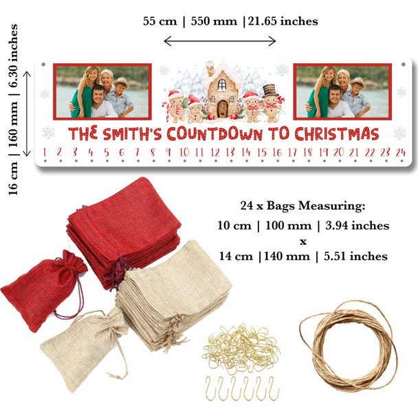 Personalised Christmas Advent Calendar Family Photo DIY Xmas Countdown Sign