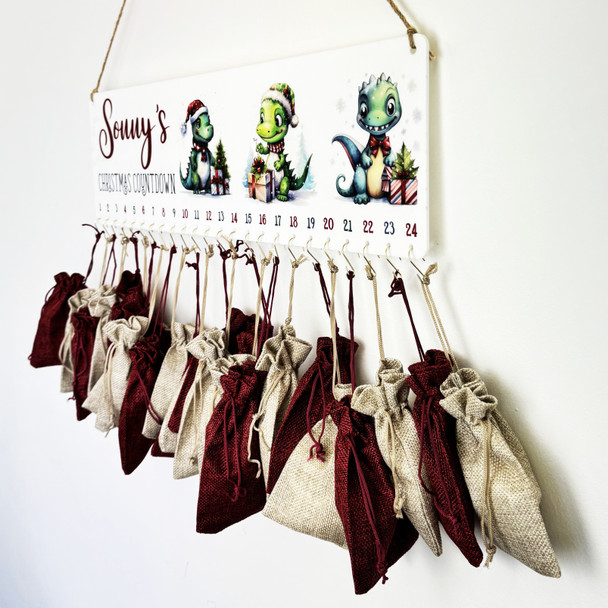 Personalised Christmas Advent Calendar Family Gold Ornament Xmas Countdown Sign