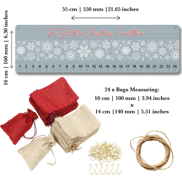 Personalised Christmas Advent Calendar Family Snowflakes DIY Xmas Countdown Sign