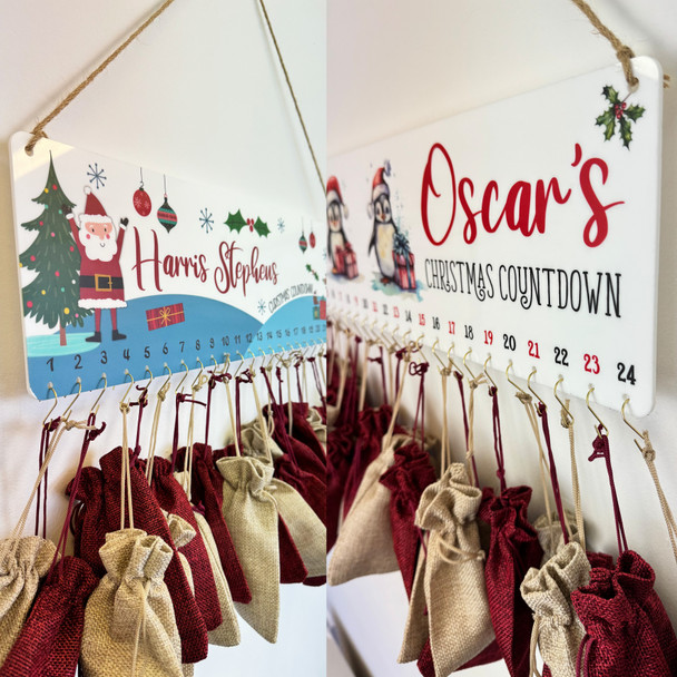 Personalised Christmas Advent Calendar Men Women Red DIY Xmas Countdown Sign