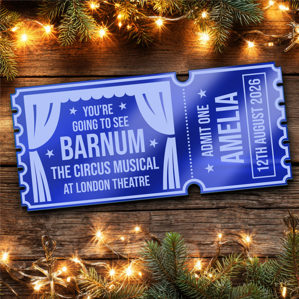 Blue Mirror Acrylic Ticket Barnum The Circus Musical Theatre Show Personalised