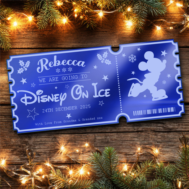Blue Mirror Acrylic Ticket Show Disney On Ice Personalised Any Text Voucher