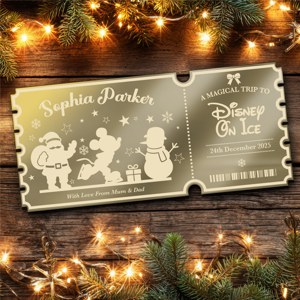 Blue Mirror Acrylic Ticket Disney On Ice Personalised Any Text Voucher