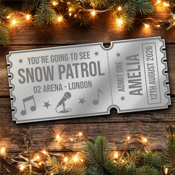 Blue Mirror Acrylic Ticket Snow Patrol Concert Personalised Any Text Voucher