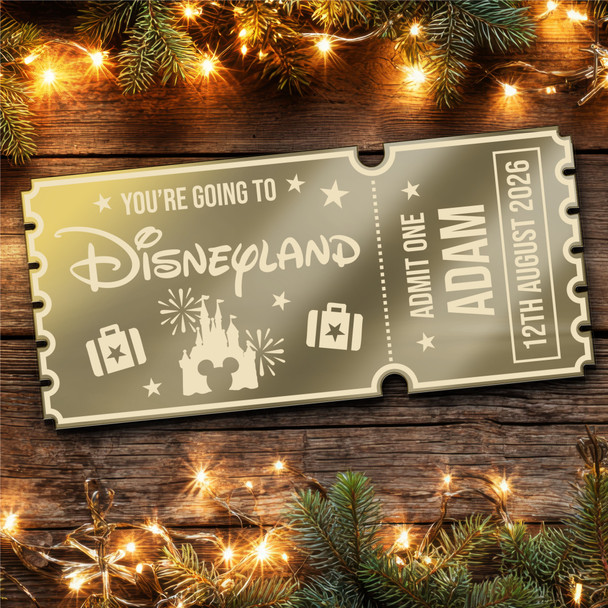 Bronze Mirror Acrylic Ticket Surprise Disneyland Trip Personalised Any Text