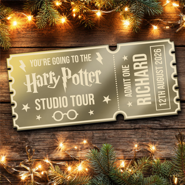 Bronze Mirror Acrylic Ticket Harry Potter Studio Tour Personalised Any Text