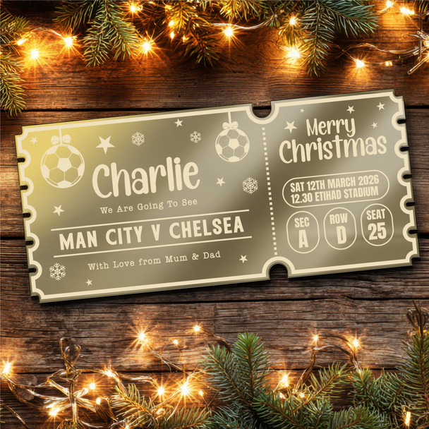 Gold Mirror Acrylic Golden Ticket Any Football Game match Xmas Personalised