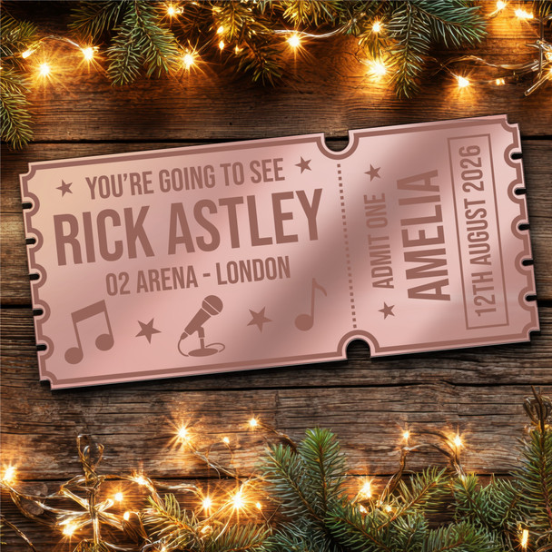 Gold Mirror Acrylic Golden Ticket Rick Astley Concert Personalised Any Text