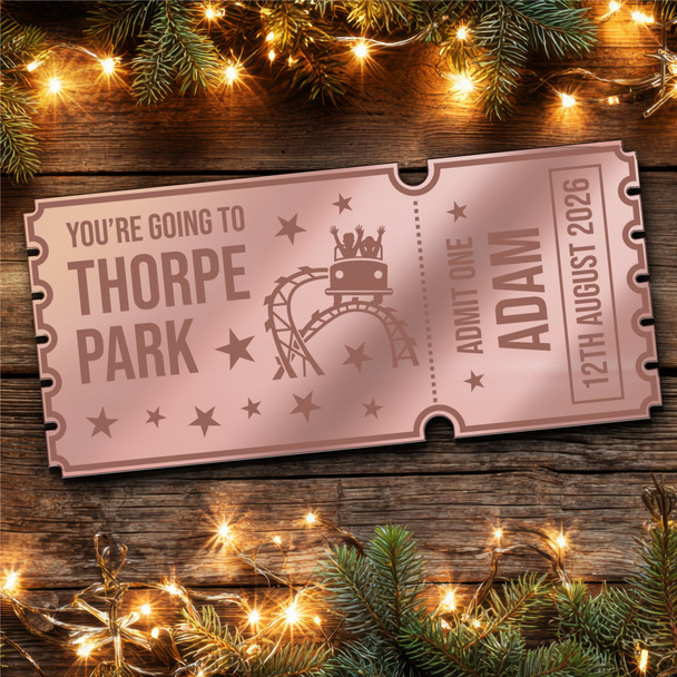 Green Mirror Acrylic Ticket Thorpe Park Theme Park Personalised Any Text Voucher