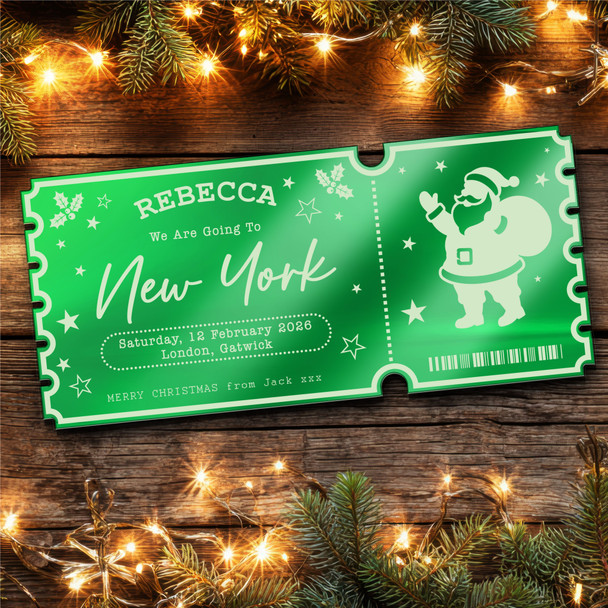 Green Mirror Acrylic Ticket Any Destination Surprise Holiday Christmas Custom